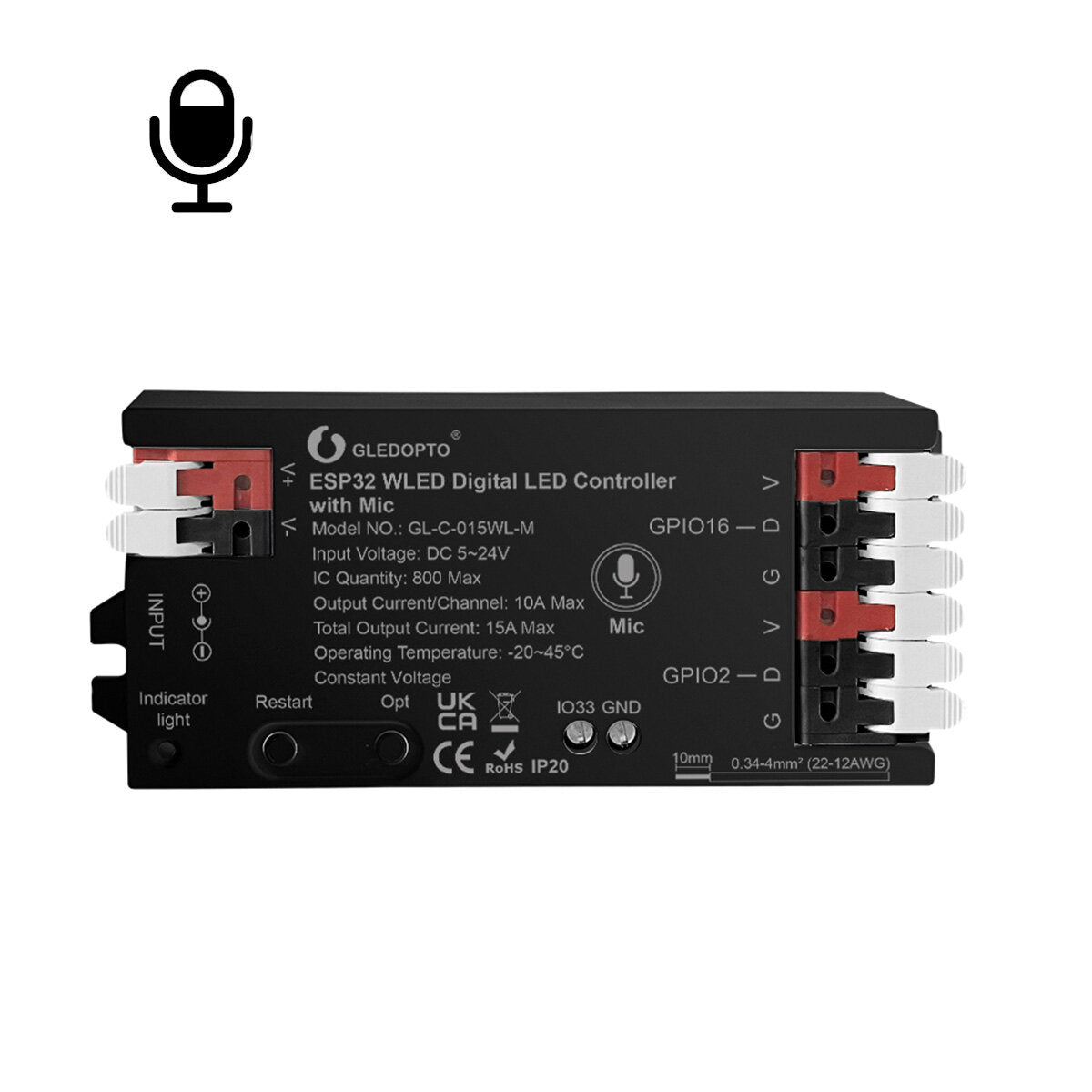 Pikseliohjatut LED-nauhat SPI-ohjaimilla, ESP32 WLED digitaaliohjaaja mikrofonilla