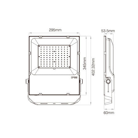 100W RGB CCT LED floodlight dimensions