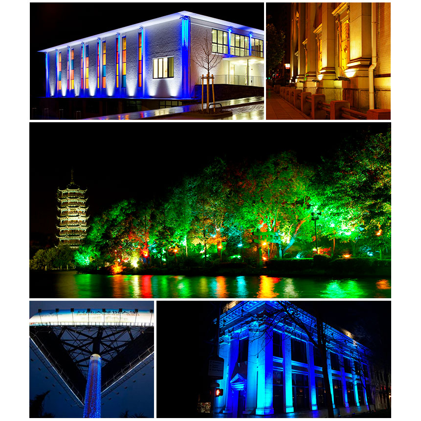 100W RGB CCT LED floodlight in park