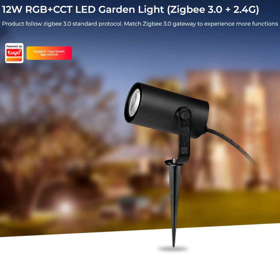 12W RGB+CCT LED-trädgårdslampa 1100lm IP66 FUTC11ZR - Zigbee + Smart LED 2.4G + DMX