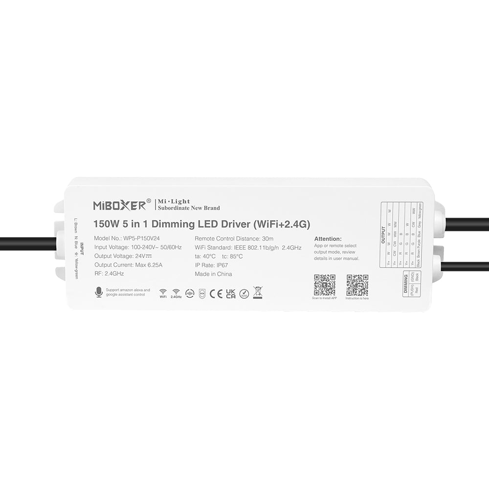 5in1 receiver for all 12-24V LED-tapes RGB+CCT WL5 - Smart LED 2.4G WIFI (Alexa/Google Assistant)+DMX