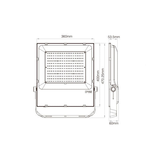 200W RGB CCT LED floodlight dimensions