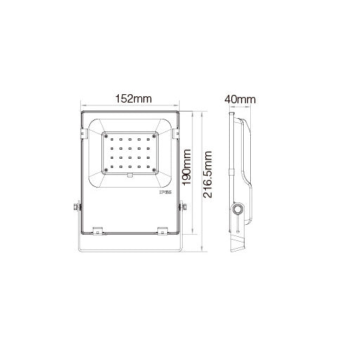 20W LED floodlight RGB CCT dimensions