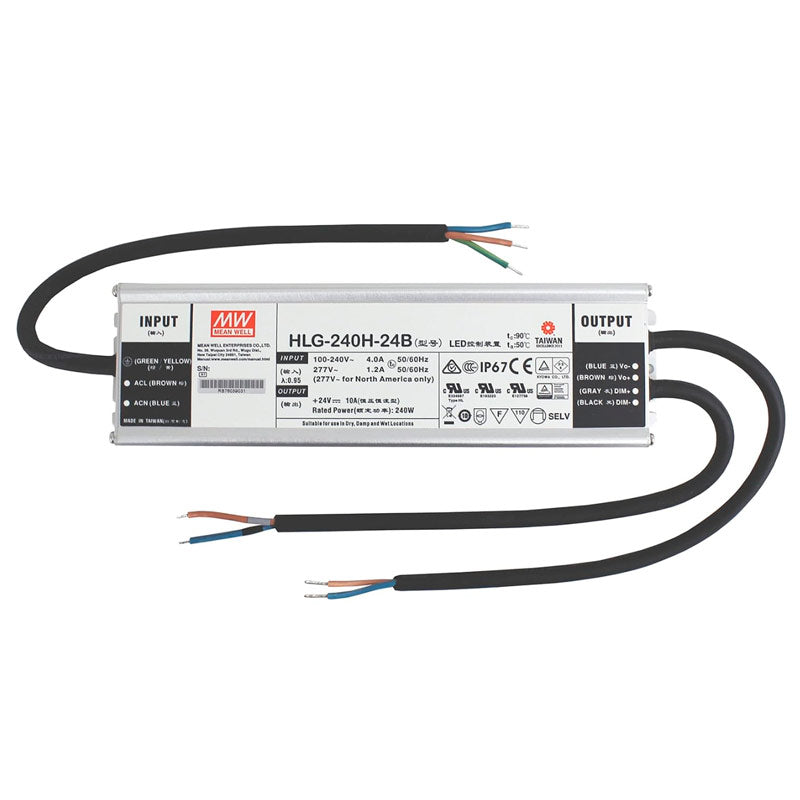 240W 24V, 1-10V dimbar, HLG-240H-24B LED-transformator, Mean Well