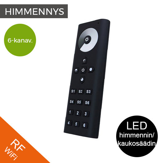 LED kaukosäädin ja himmennin, kuudelle ryhmälle