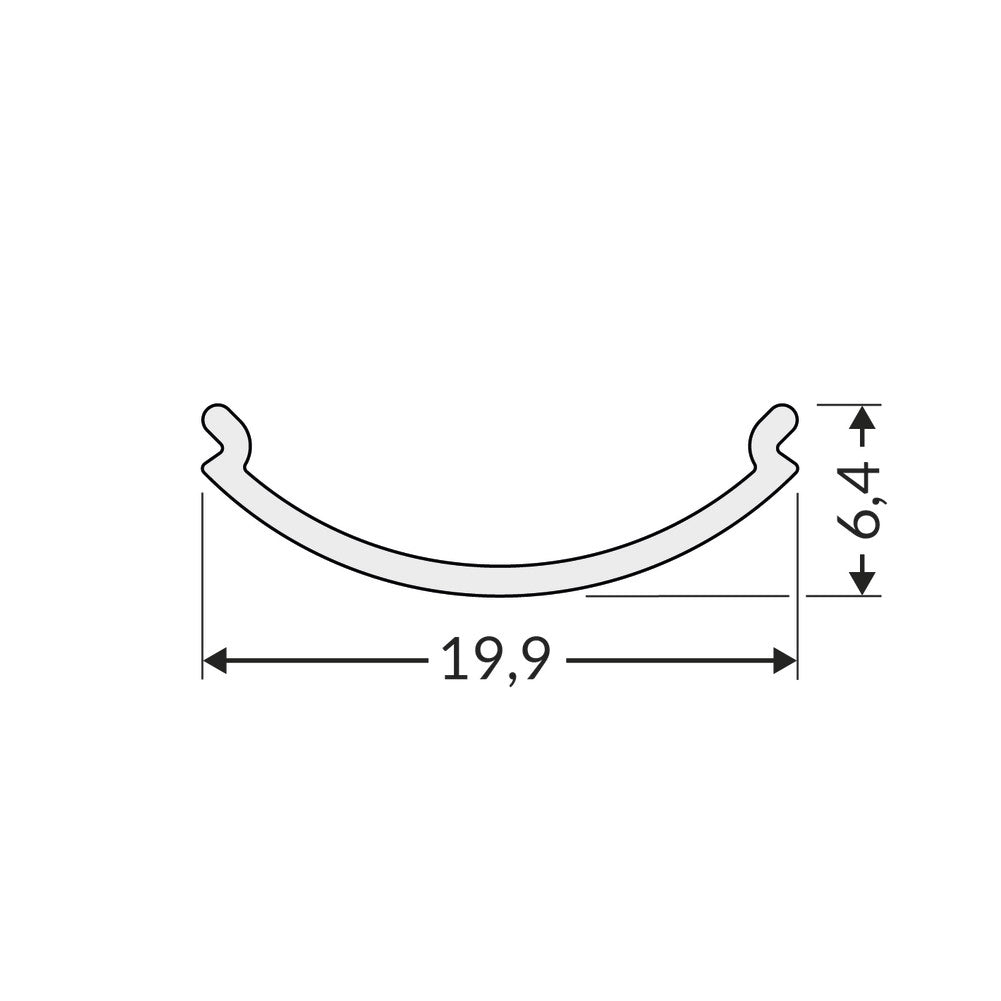 Diffuusori D1, 2m kaareva kansi KAAPPI12 LED-profiileihin