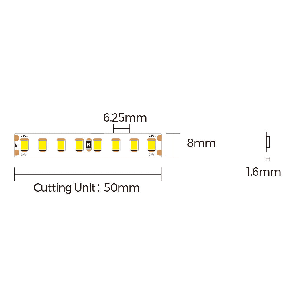 14,4 W/m 24 V LED-ljusremsa 5 m, 1550 lm/m CRI>95 160 led/m IP20