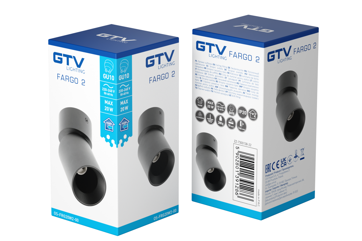 FARGO II LED-spotlight utanpåliggande, svart