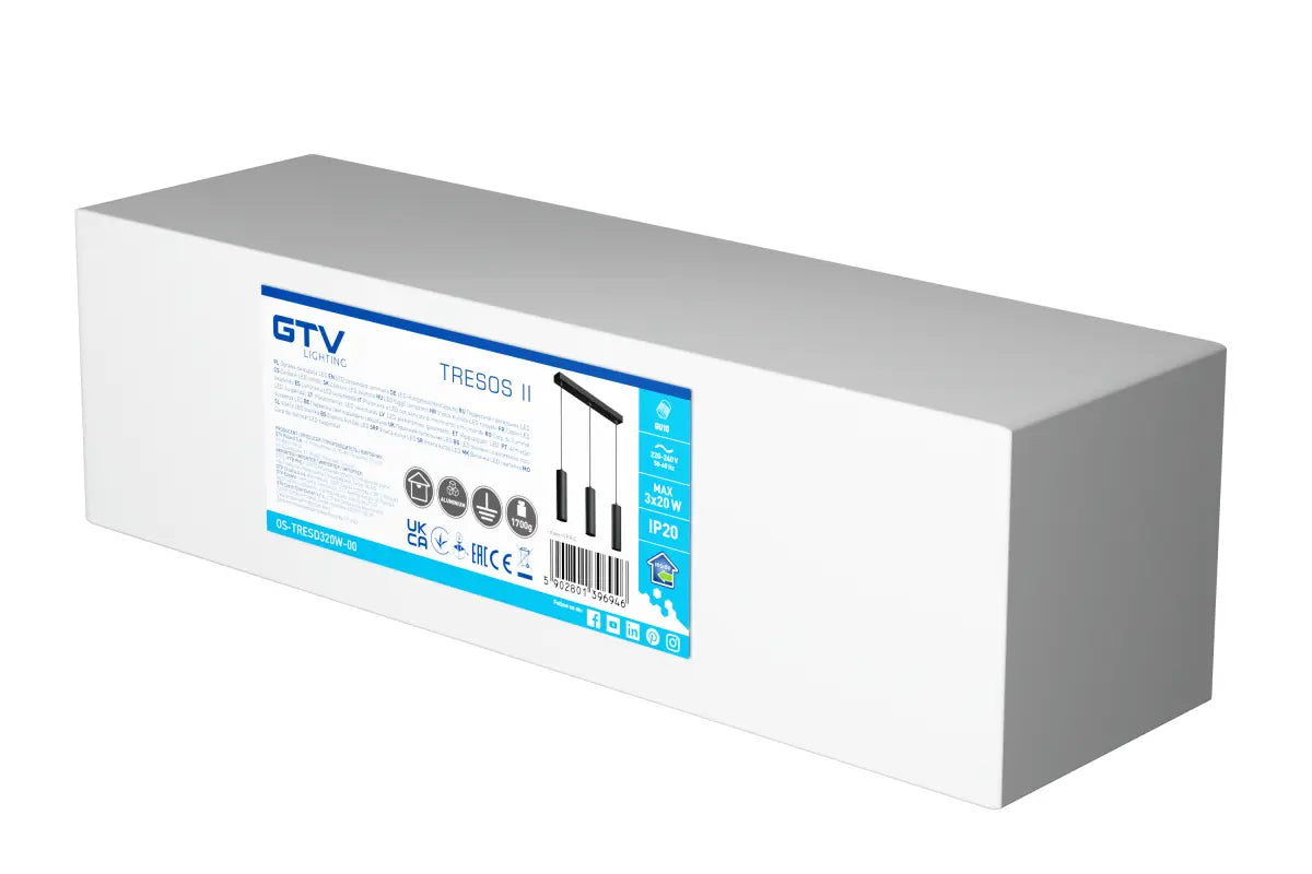 TRESOS 2 LED-pendellampa svart 3 x GU10