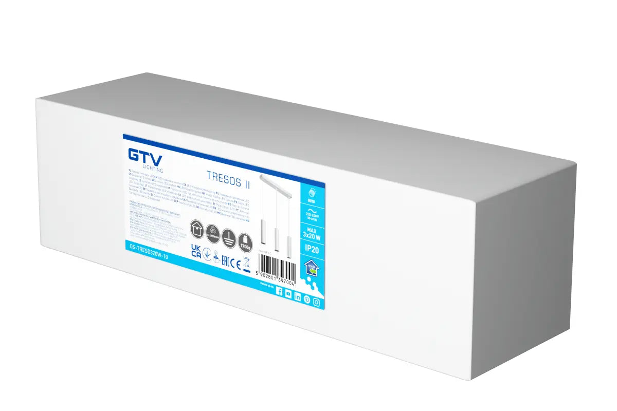 TRESOS 2 LED-pendellampa vit 3 x GU10