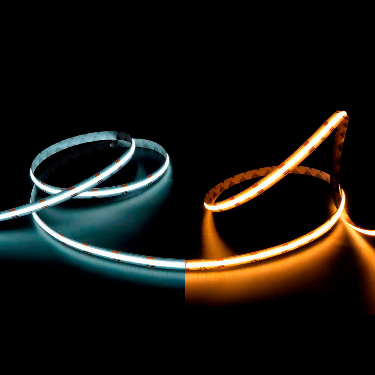 CCT 2700-6500K COB LED strip 15W/m 24V, dotless, NOTE 3m !!! reel, CRI>90+, moisture resistant IP65