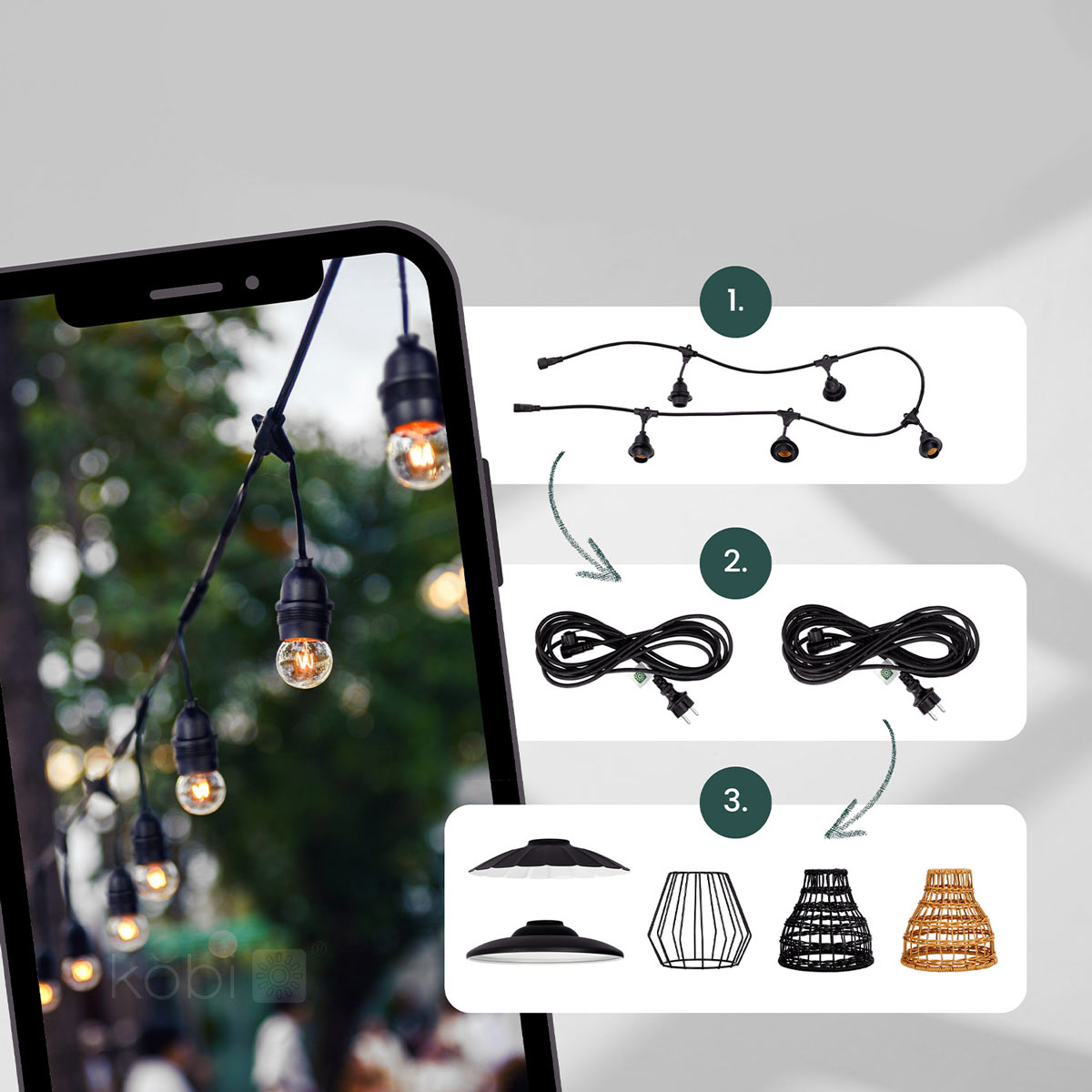 CRETE LED-ljusslinga 5m anslutningskabel med kontakt, IP44