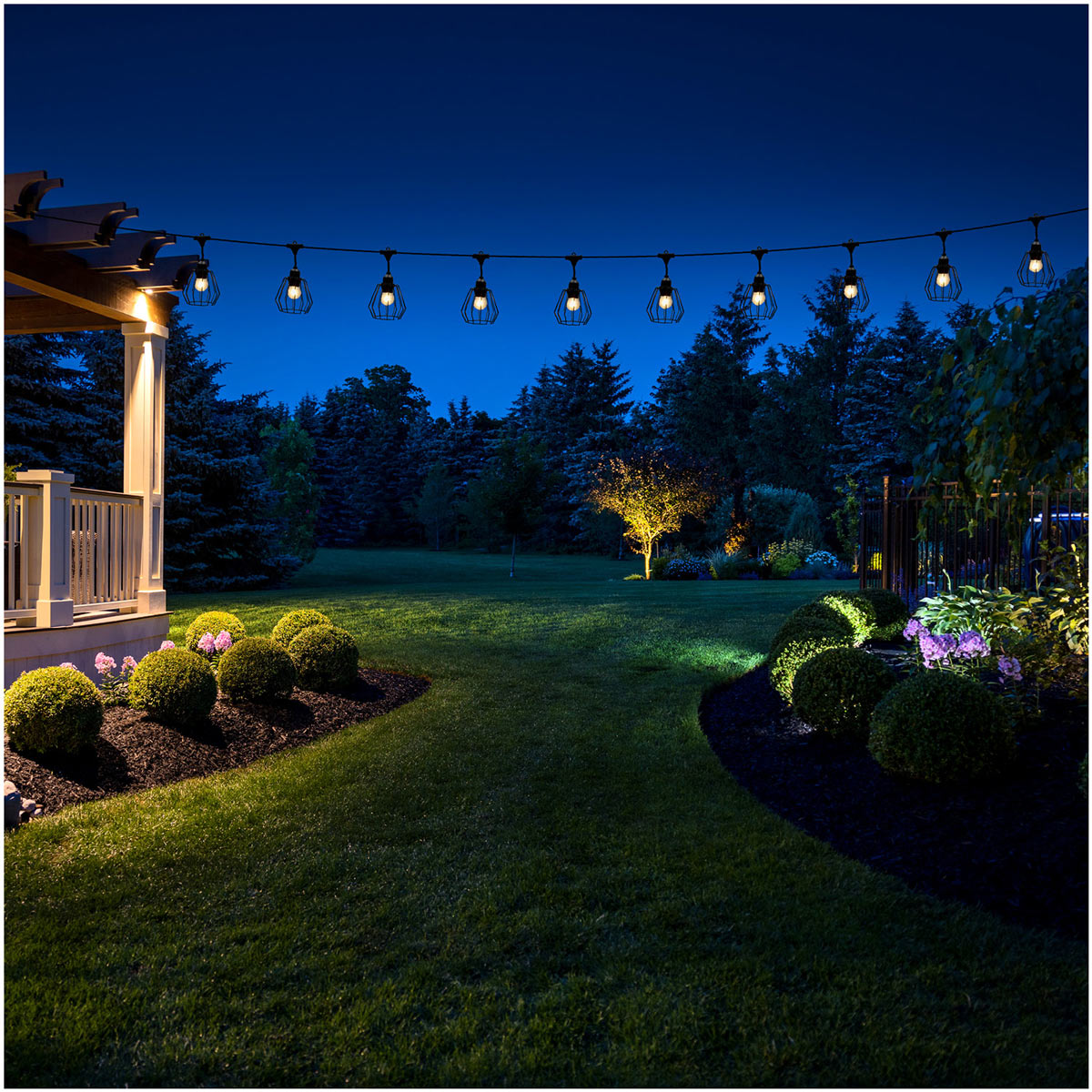 CRETE LED-ljusslingset metallskärmar 5 st, CAGE svart LS D1