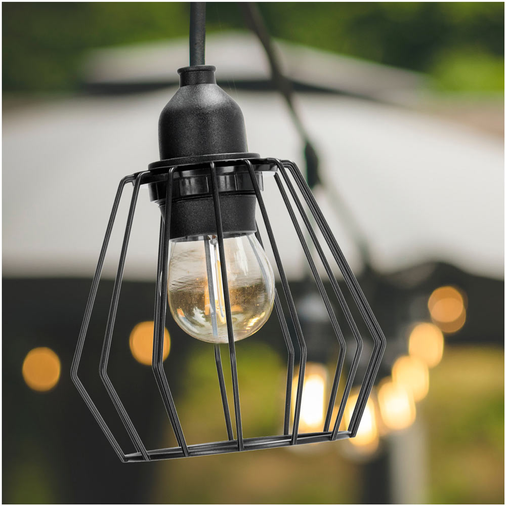 CRETE LED-ljusslingset metallskärmar 5 st, CAGE svart LS D1