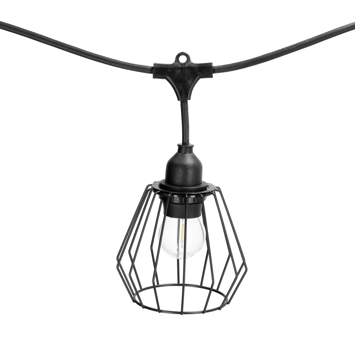 CRETE LED-ljusslingset metallskärmar 5 st, CAGE svart LS D1