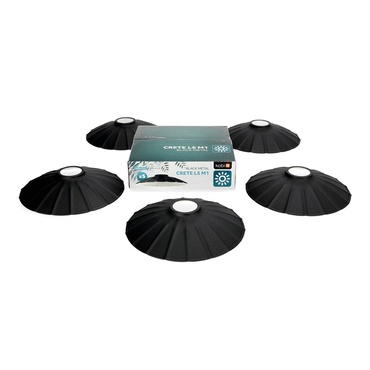 CRETE LED-ljusslingset metallskärmar 5 st, AALTO svart LS M1