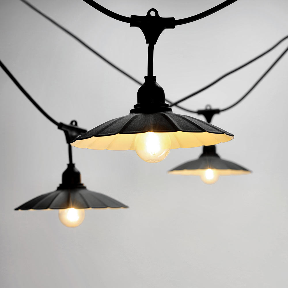 CRETE LED-ljusslingset metallskärmar 5 st, AALTO svart LS M1