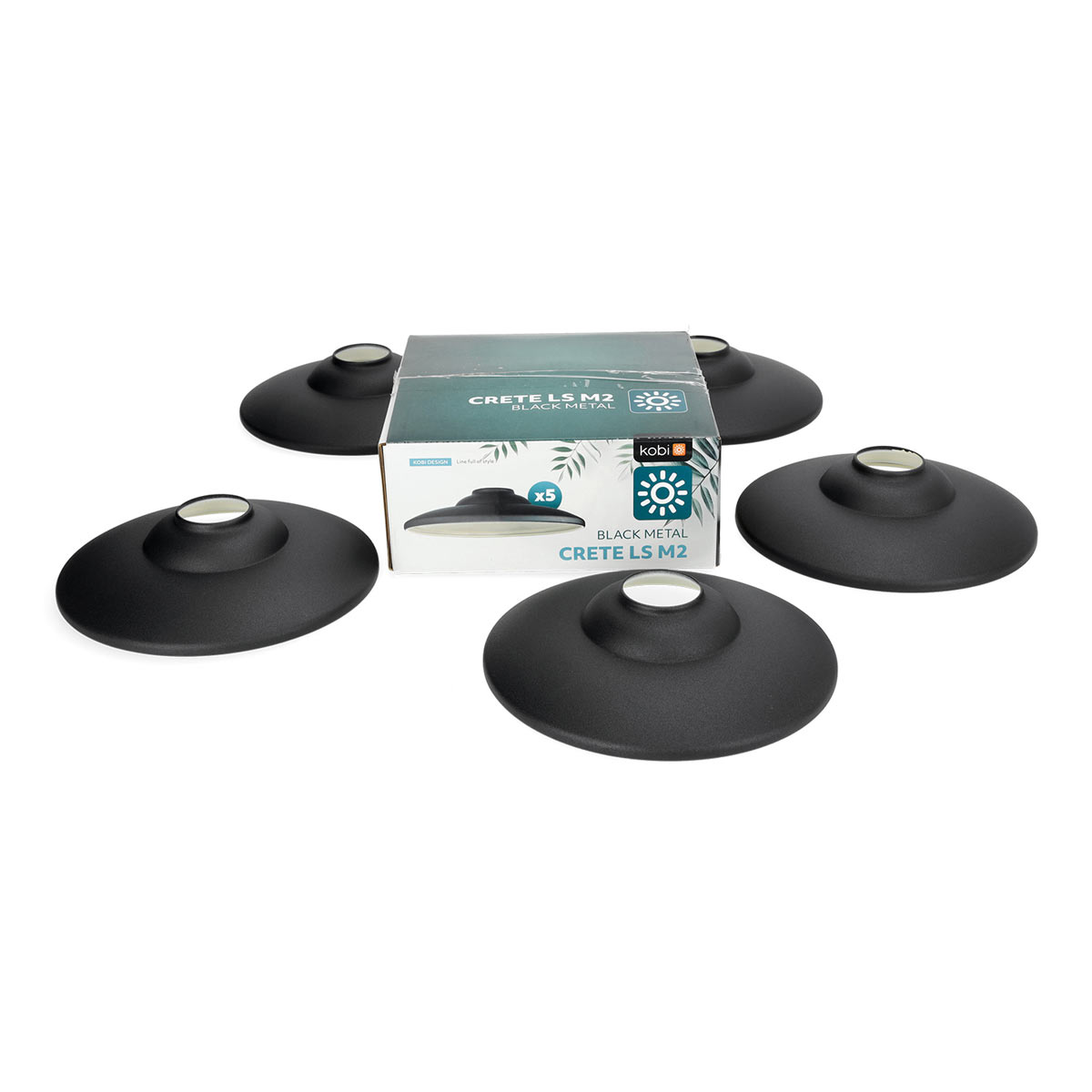 CRETE LED-ljusslingset metallskärmar 5 st, VINTAGE svart LS M2