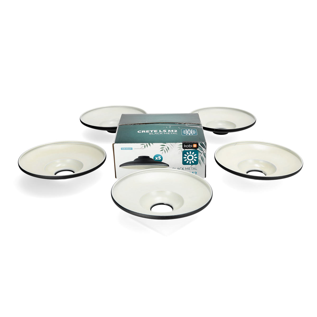 CRETE LED-ljusslingset metallskärmar 5 st, VINTAGE svart LS M2