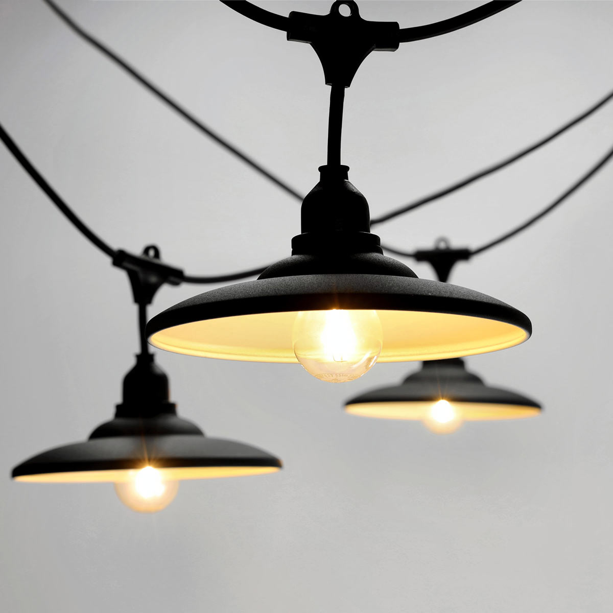 CRETE LED-ljusslingset metallskärmar 5 st, VINTAGE svart LS M2