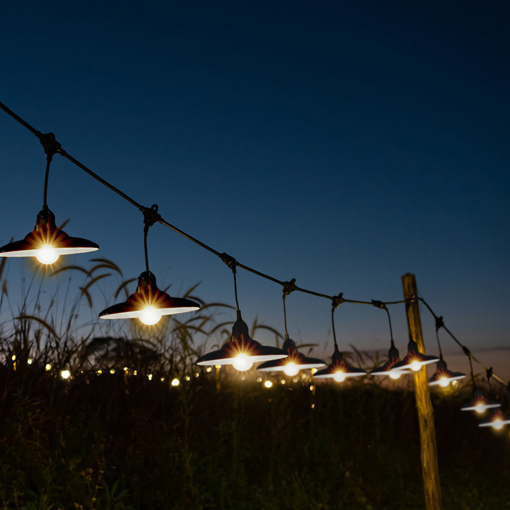 CRETE LED-ljusslingset metallskärmar 5 st, VINTAGE svart LS M2