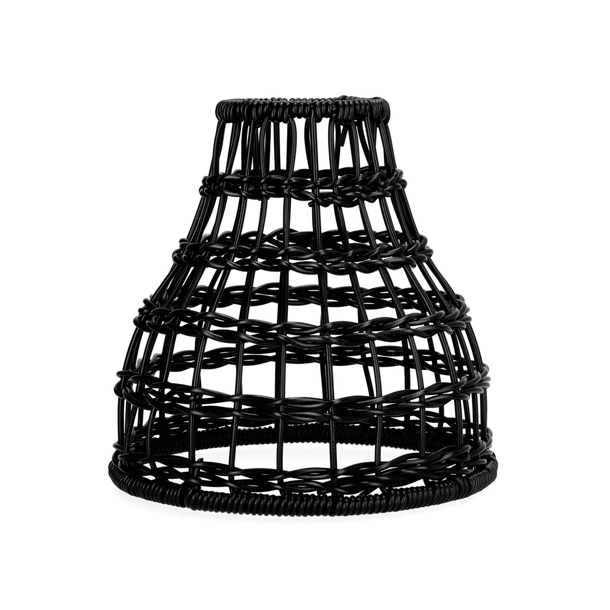 CRETE LED-ljusslingset med skärmar i konstrotting, 5 st, svart LS R2