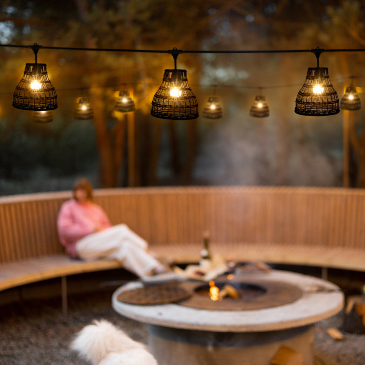 CRETE LED-ljusslingset med skärmar i konstrotting, 5 st, svart LS R2