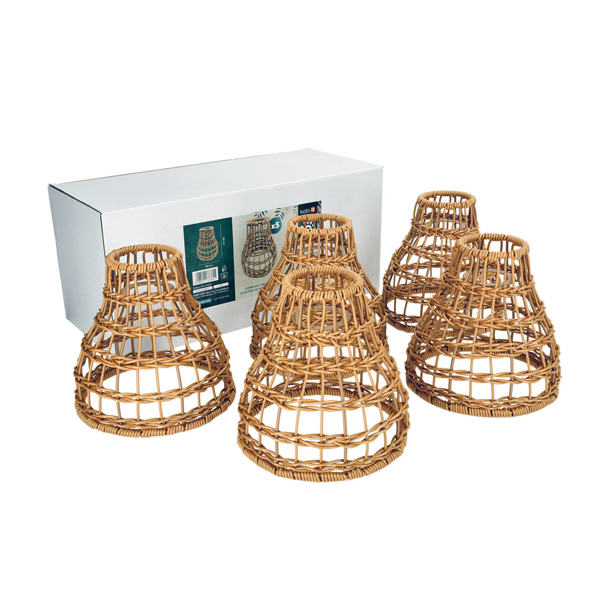 CRETE LED-ljusslingor set med skärmar i konstrotting, 5 st, brun LS R1