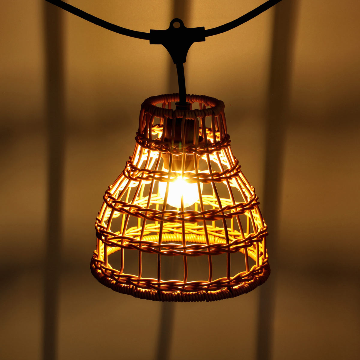 CRETE LED-ljusslingor set med skärmar i konstrotting, 5 st, brun LS R1