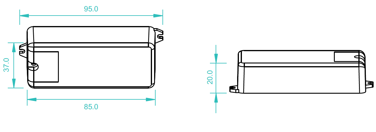 IR kaappisensori kytkin mitat; 95x37x20 mm, tehokas ja käytännöllinen valoautomaatio