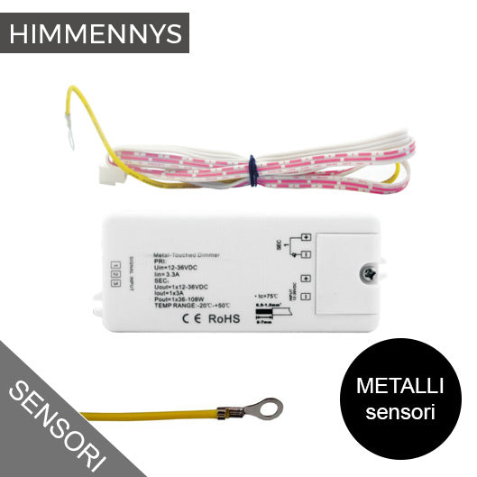 Käsikosketukseen reagoiva himmennin 12-36V metallisensorilla, sopiva LED-valaistukseen.