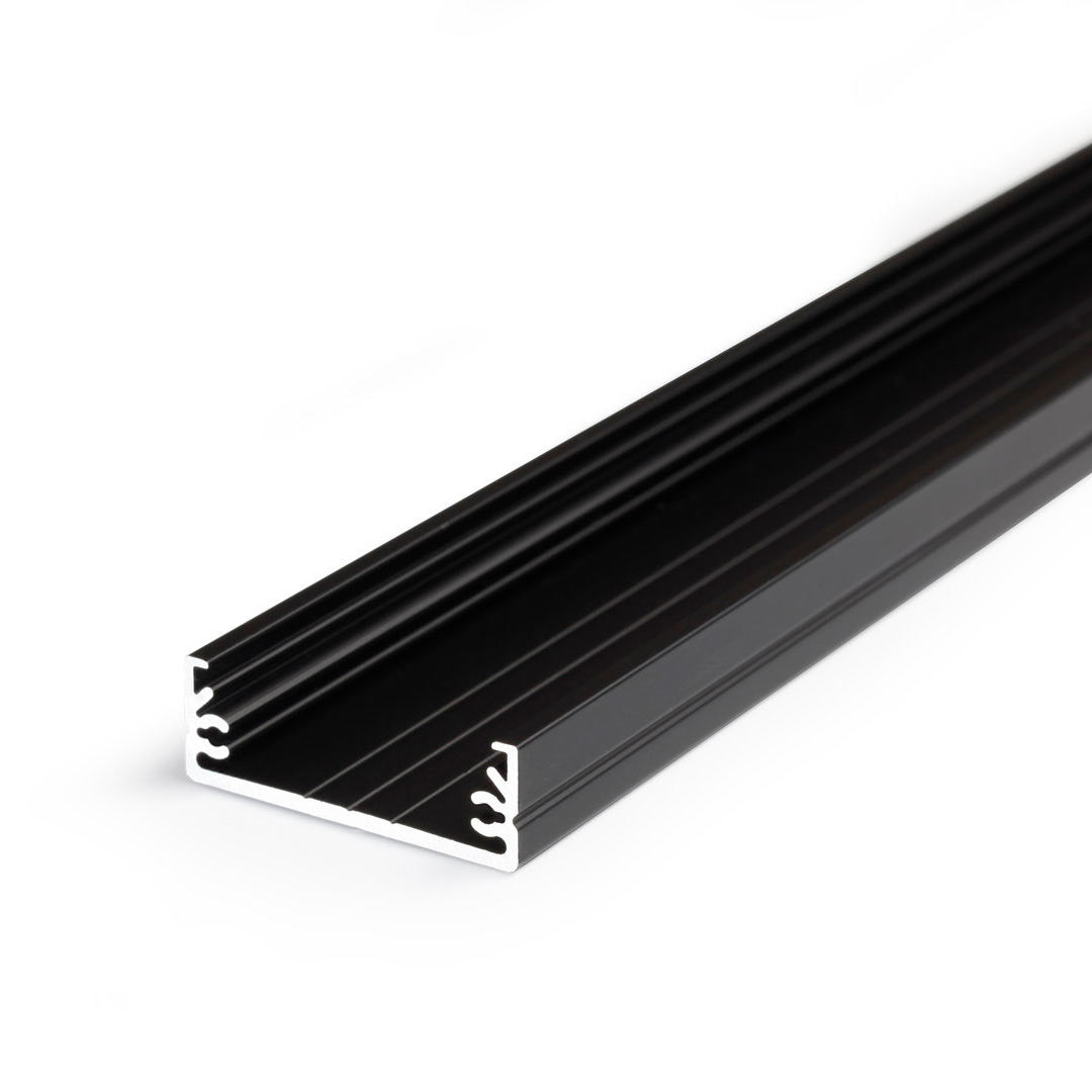 LAAJA24 LED-profiili musta leveä malli, jopa kolmelle LED-valonauhalle