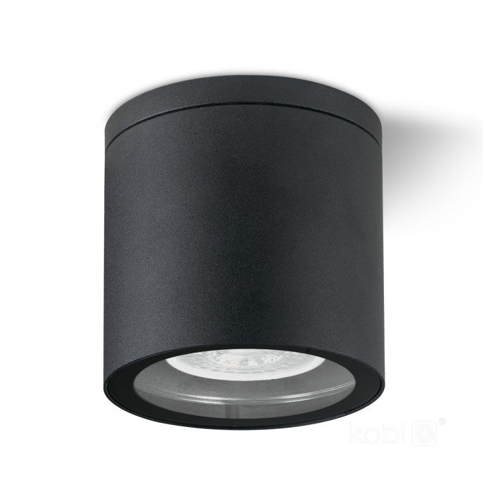 LED-ulkokattovalaisin QUERK 2 pinta-asennettava pyöreä, musta IP54