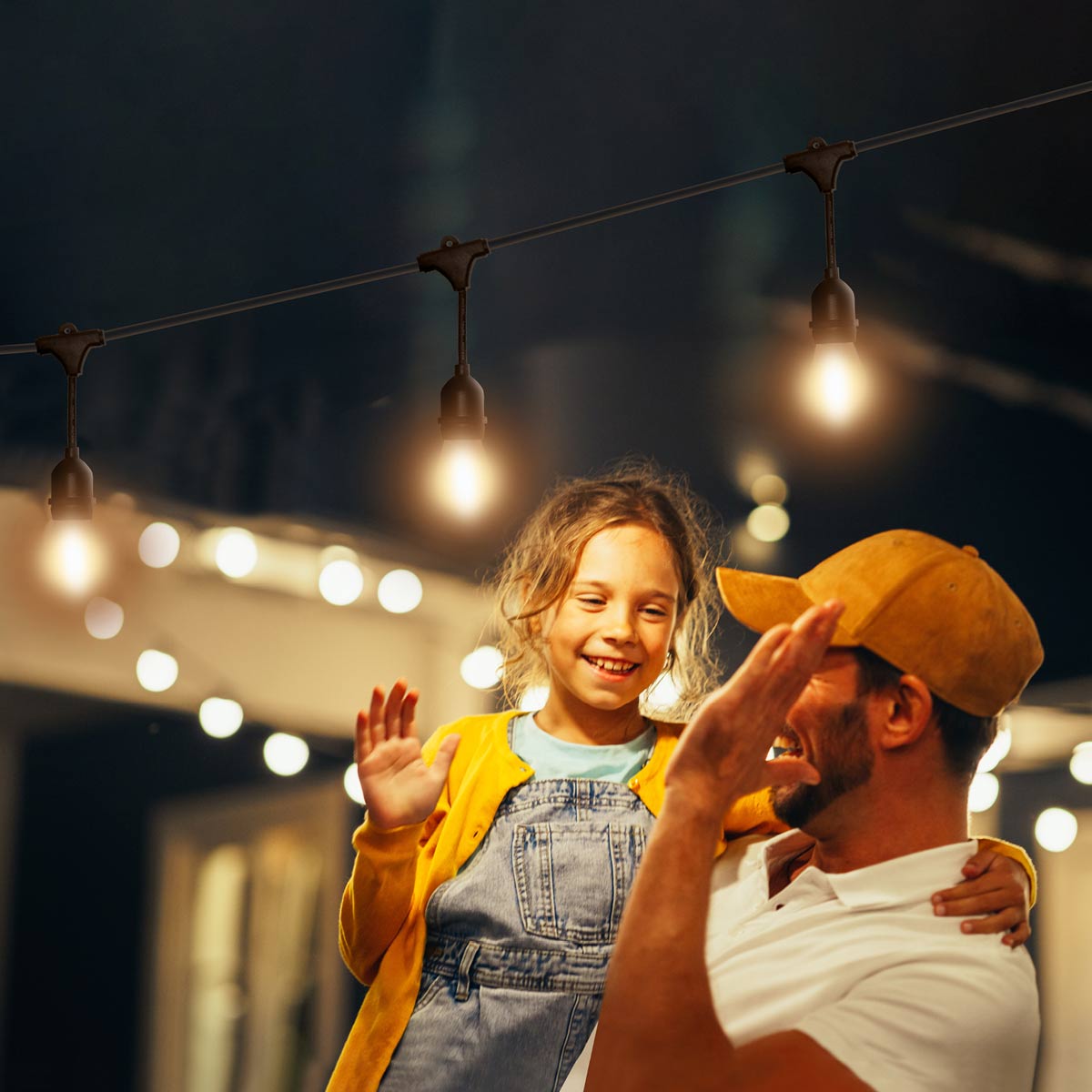 Ljusslingesats MIMOSA2 10m & 10 st 1W 2700K E27 LED-lampor, IP44 lämplig för utomhusbruk