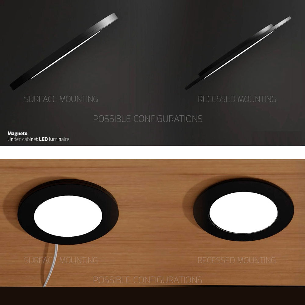 2,8W 12V LED-skåpbelysning MAGNETO svart, 260lm CRI80, IP20, dimbar