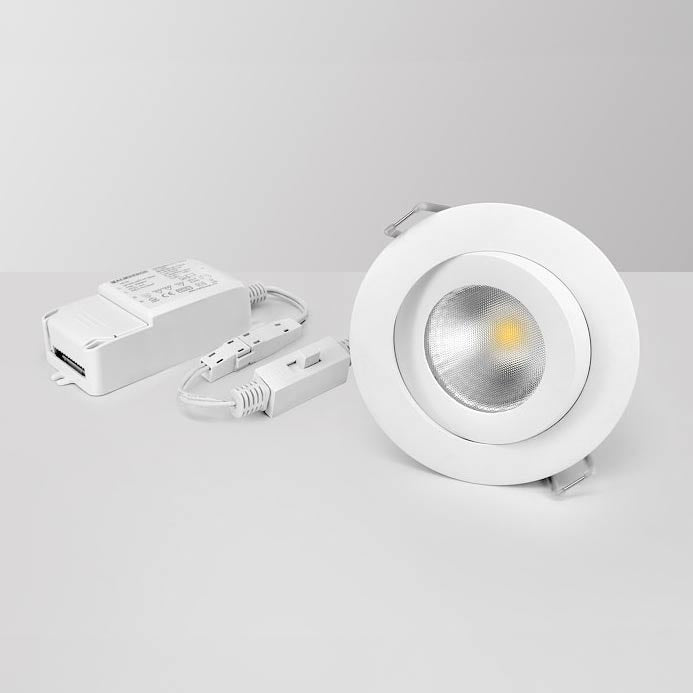 7W LED-downlight MD-360 NXT vit, ~610 lm, 30°, 3-CCT 2700-3000-4000K, CRI>95, IP44, dimbar