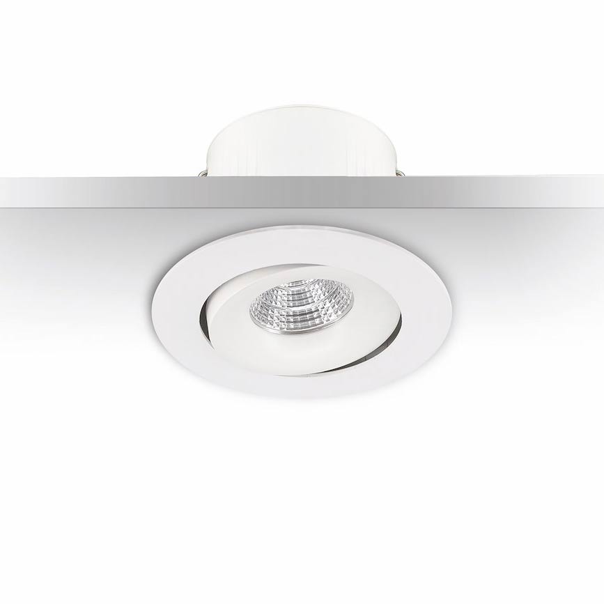 7W LED-downlight MD-70 NXT vit, ~630lm, 35°, 3-CCT 2700-3000-4000K, CRI>95, IP44, dimbar