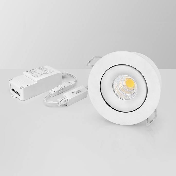 7W LED-downlight MD-70 NXT vit, ~630lm, 35°, 3-CCT 2700-3000-4000K, CRI>95, IP44, dimbar
