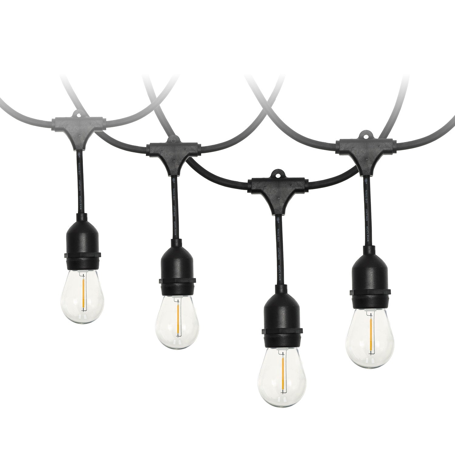 Ljusslingesats MIMOSA2 10m & 10 st 1W 2700K E27 LED-lampor, IP44 lämplig för utomhusbruk