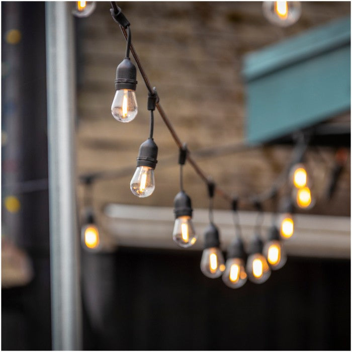 Ljusslingesats MIMOSA2 20m & 20st 1W 2700K E27 LED-lampor, IP44 lämplig för utomhusbruk