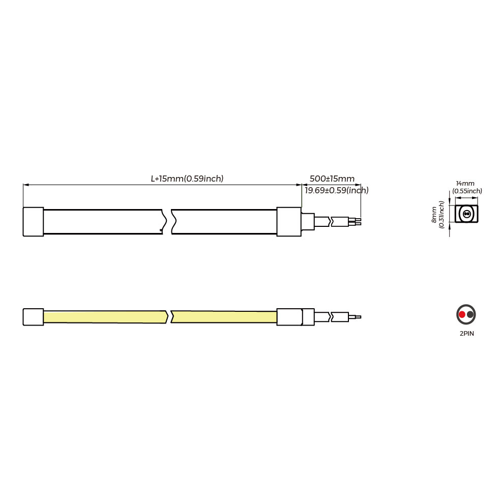 NEONLISTA 0612 - 9,6W/m 24V LED-list SIDOBÖJD 5m - 233lm/m, fukttät IP65