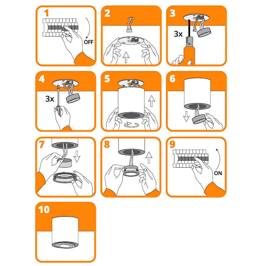 Taklampa OH37 GU10 max. 30W svart, fyrkantig