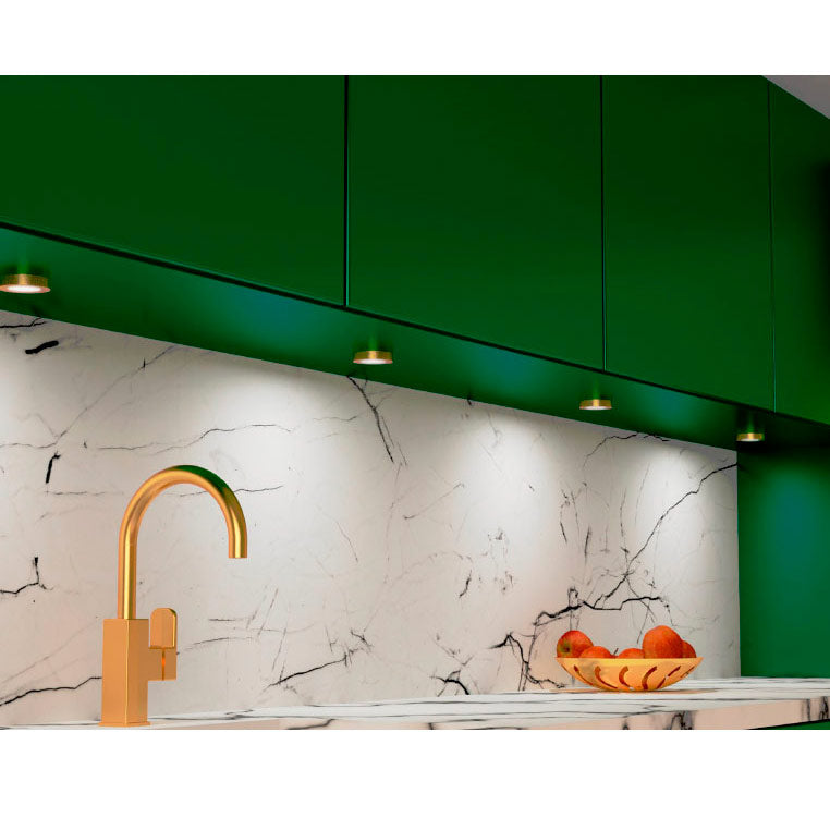 2W 12V LED-möbellampa OVAL guld, 200lm CRI80, IP20, dimbar