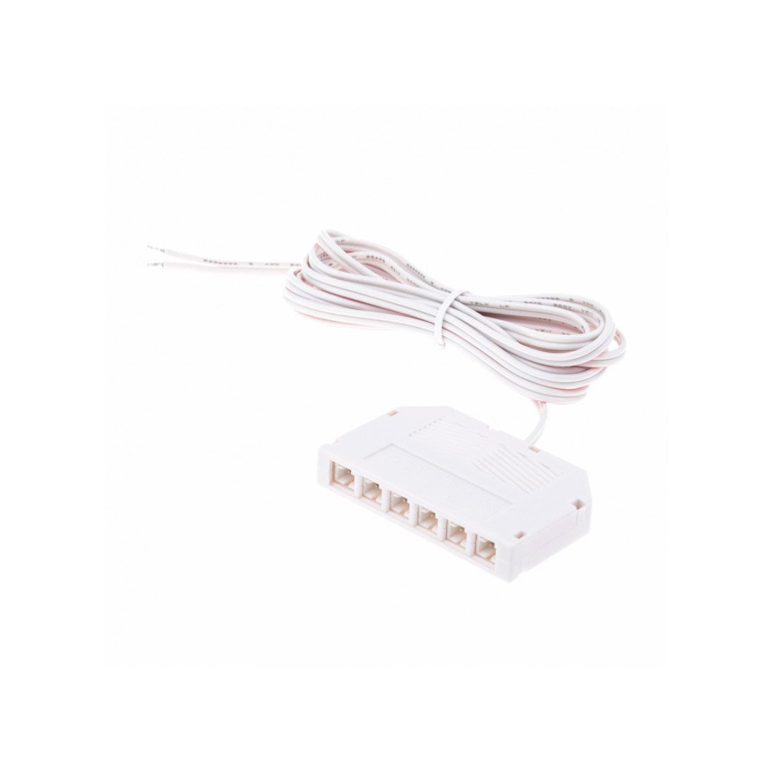 Snabbkopplingsbox för sex MINI PLUG-kontakter, vit, med 2 m kabel