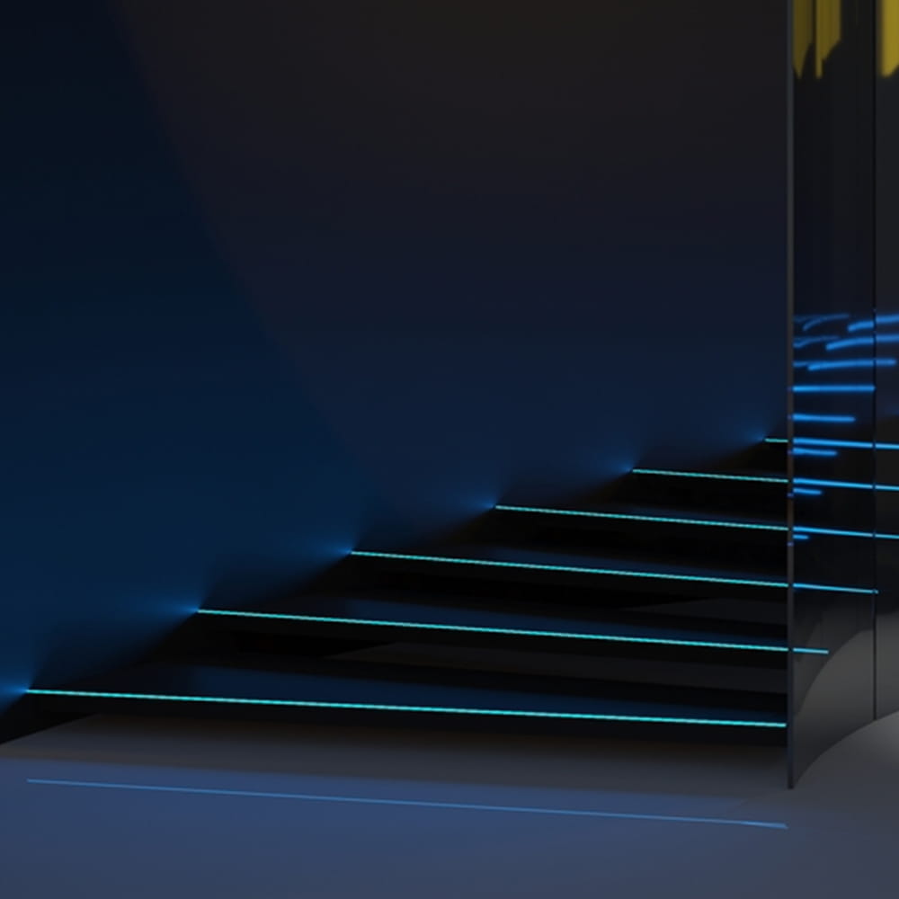 porras12 UP-led-profiili-portaissa-valaisemassa-ylöspäin-rgb