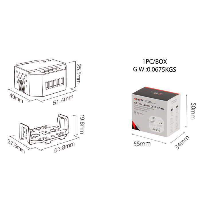 230V TRIAC LED-himmennin/vastaanotin TRI-C1 - Easy RF 2.4G