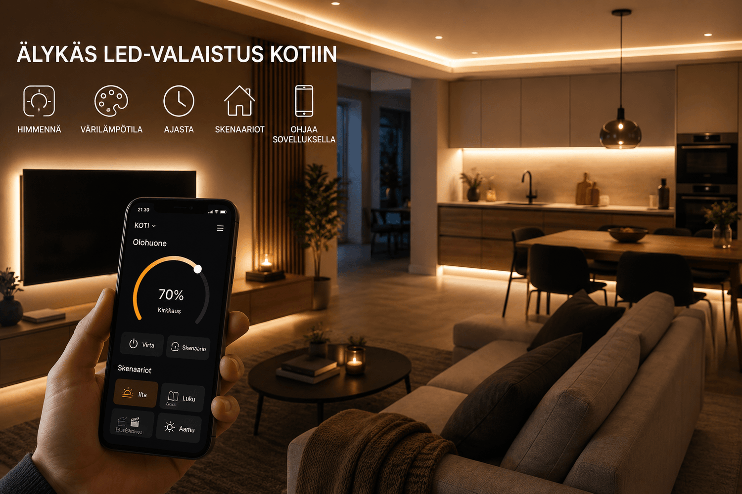 Älykodin valaistus ja Matter-yhteensopivuus