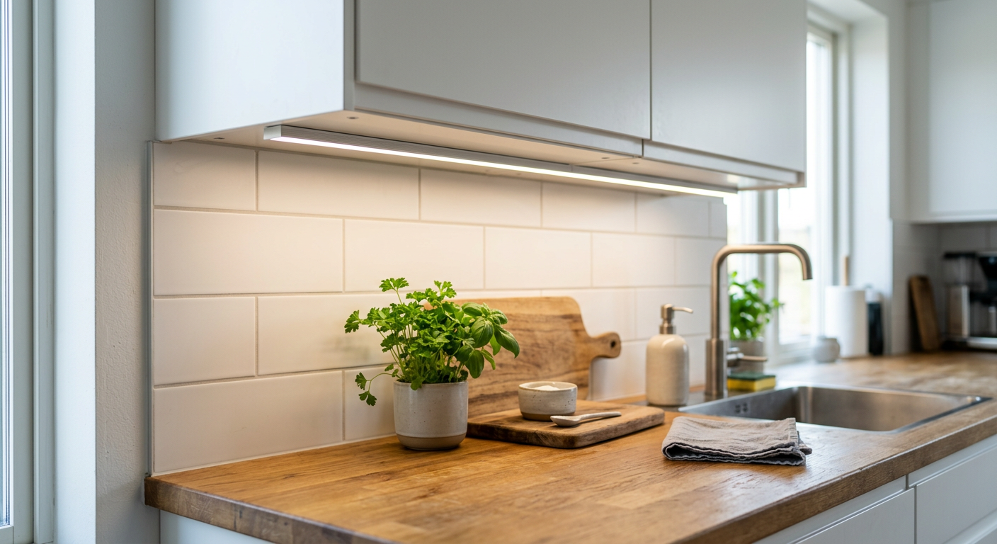 Maksimoi valo tehokkaalla LED-nauhalla sekä kotiin että toimistoon, moderni keittiövalaistus ja kasvit.