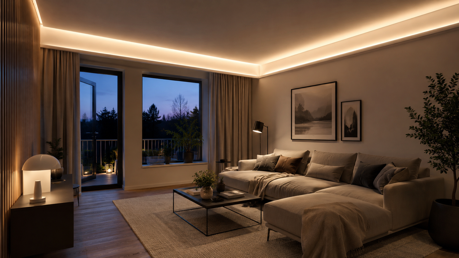 LED-profiili ja diffuusori epäsuoran valon asennukseen