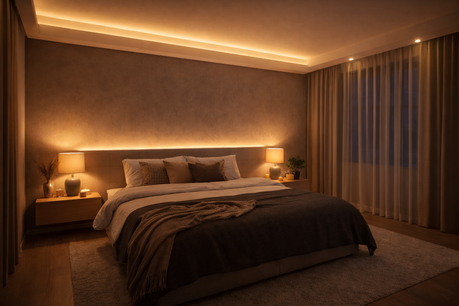 LED-nauhat kodin tunnelmavalaistuksessa olohuoneen epäsuorana valaistuksena